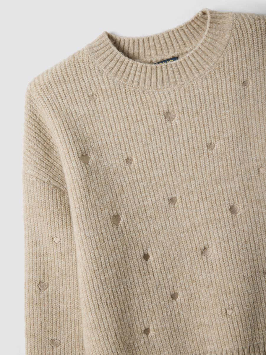 Maglione beige m&eacute;lange in lana elasticizzata_2