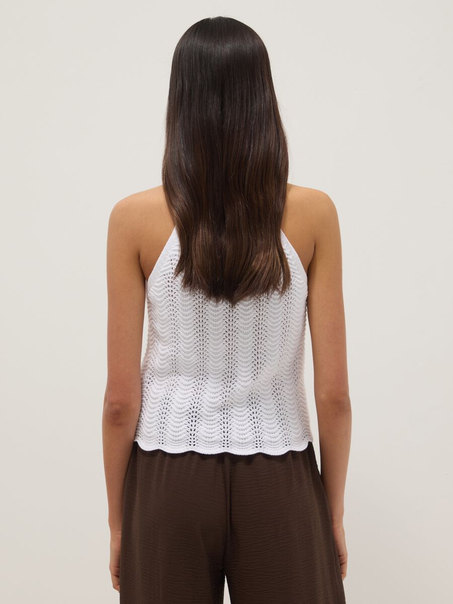 White pure cotton tank top regular fit with mesh texture_3