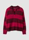 Maglia rossa in misto lana a righe con colletto polo_4