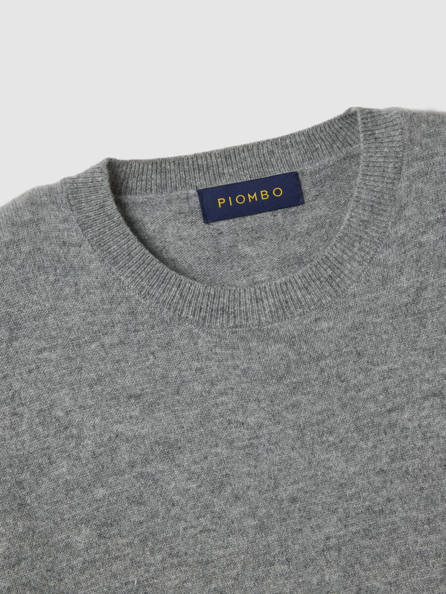 Grey crew neck pullover in pure cashmere, regular fit_5