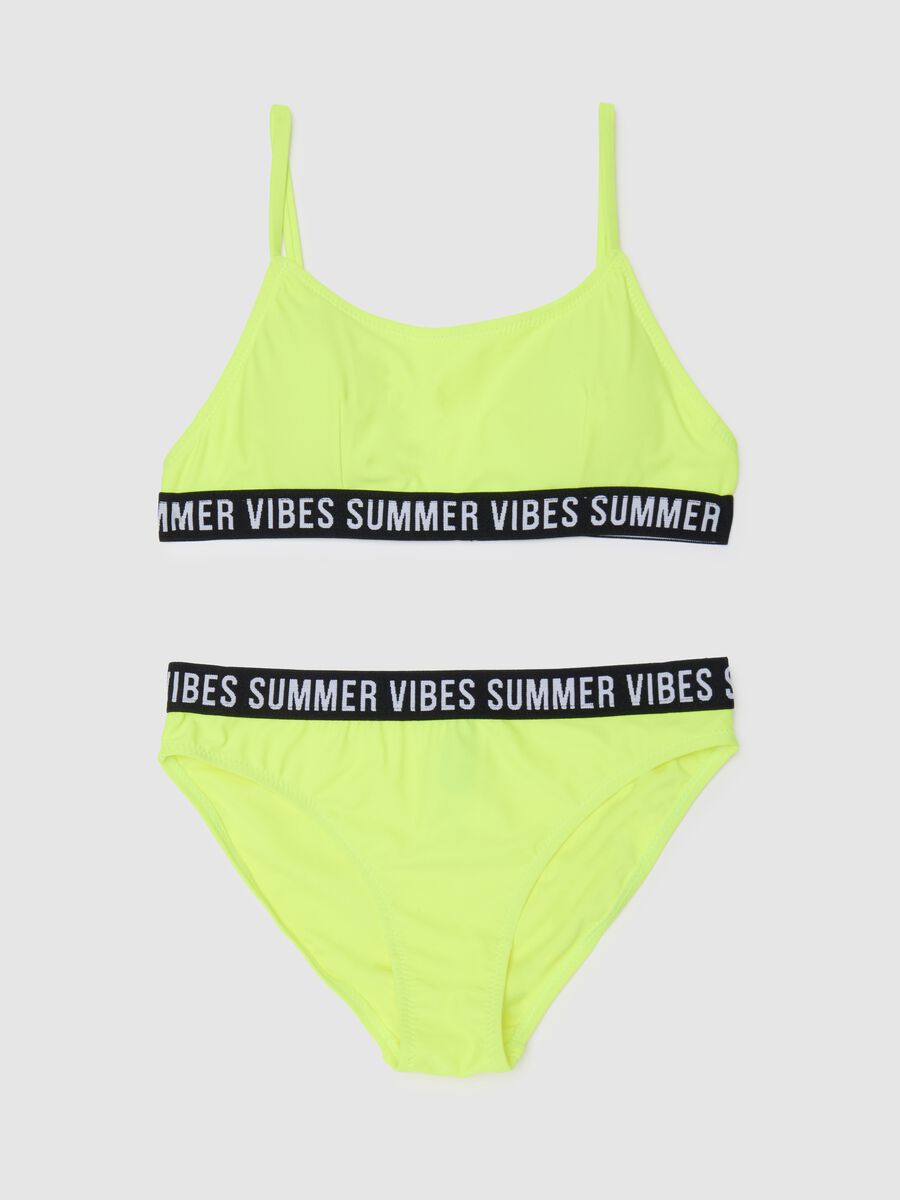 Girls' yellow stretch fabric bikini_0