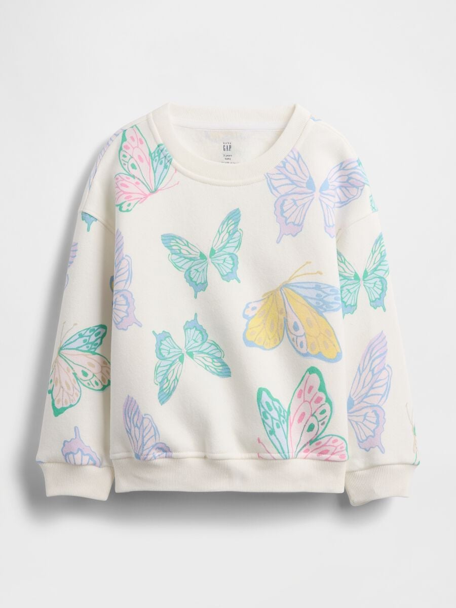 Felpa in misto cotone regular fit con farfalle_0