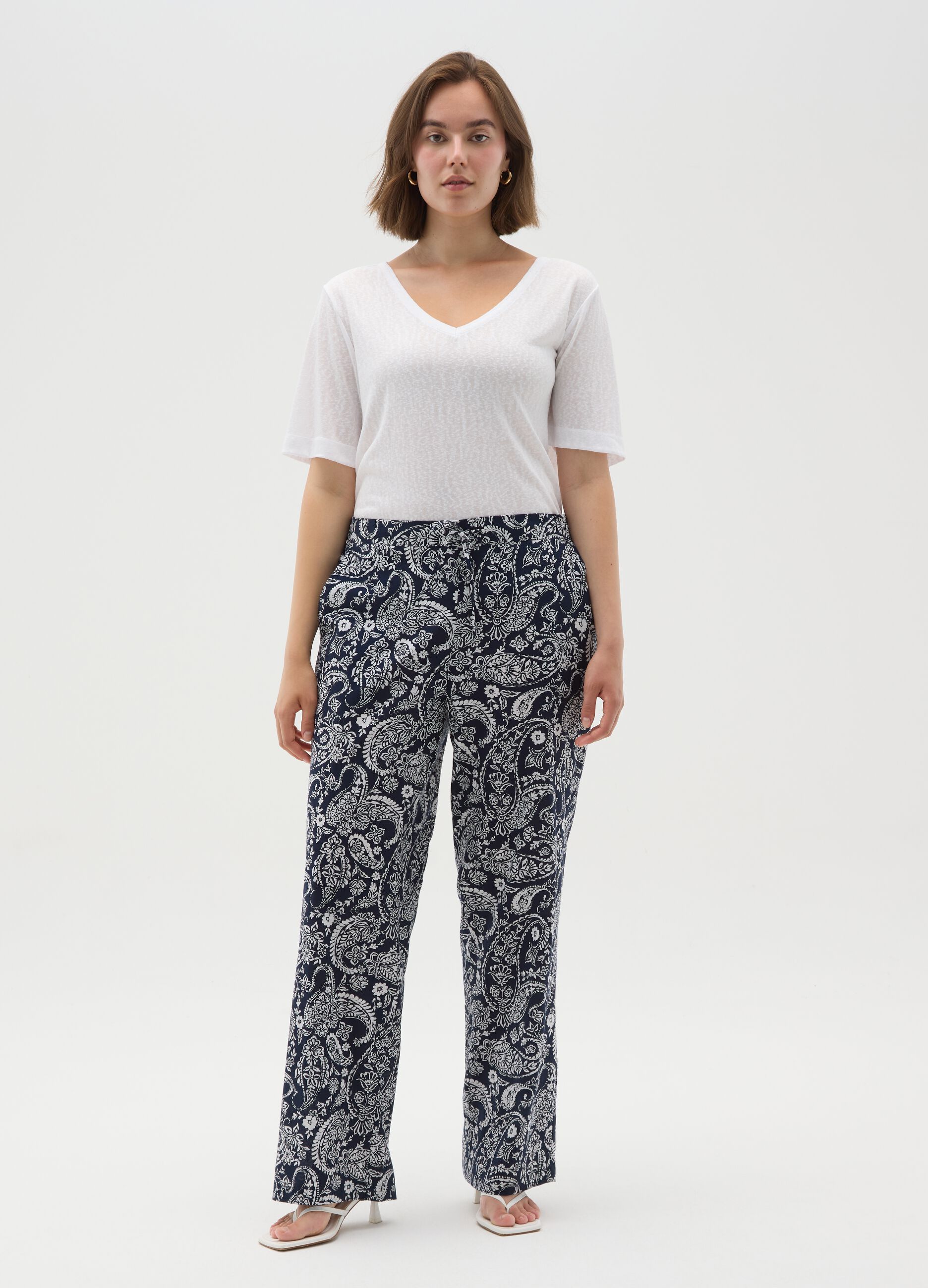 Women's white blend regular fit T-shirt