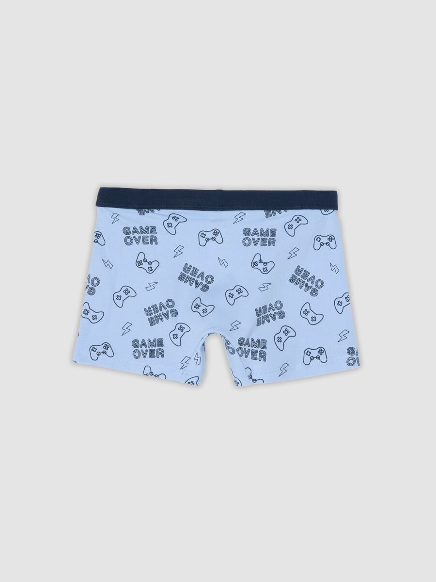 Blue organic cotton gaming print regular-fit boxer shorts for boys_1