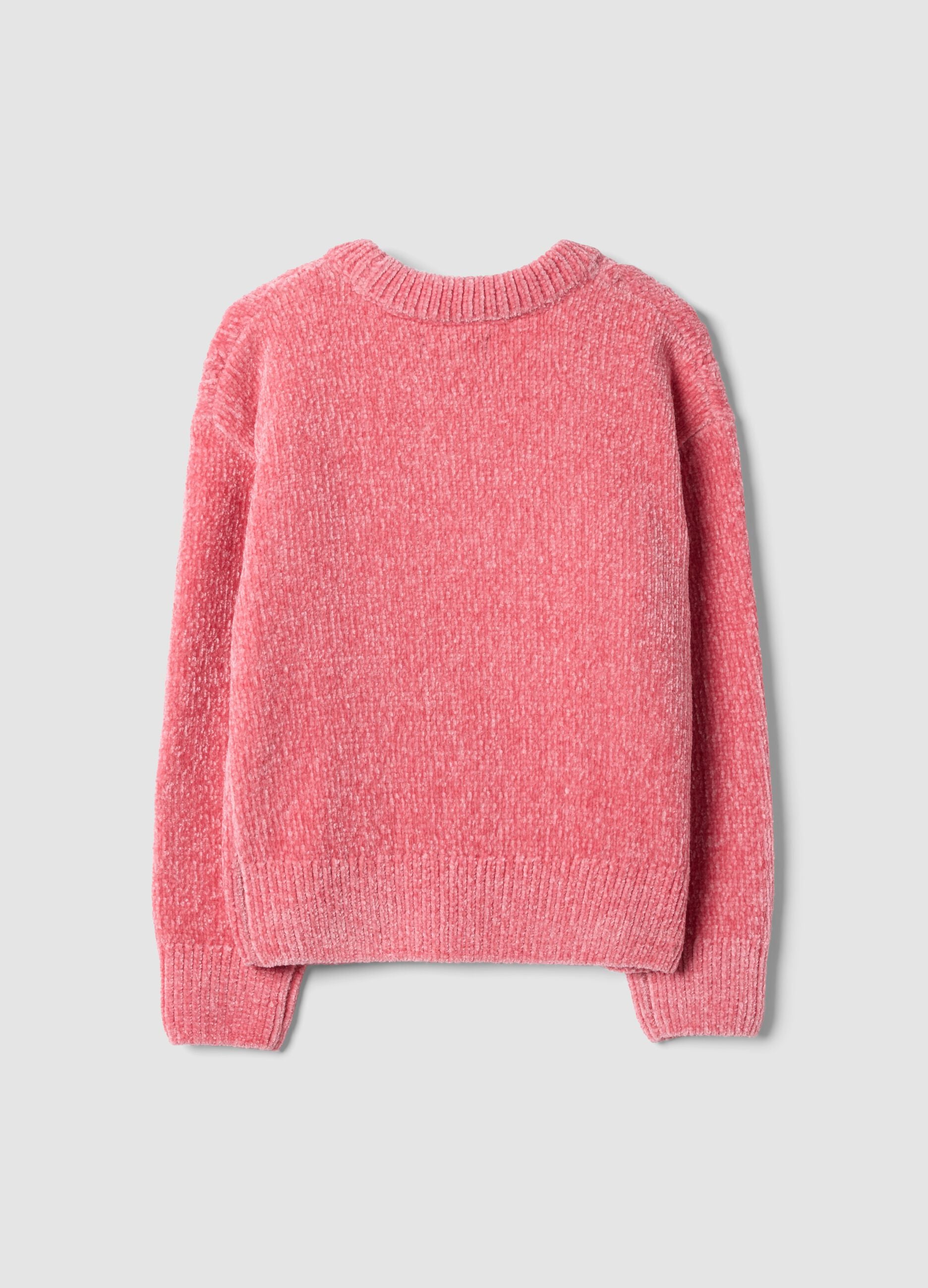 Pink crew-neck cable-knit jumper, regular fit