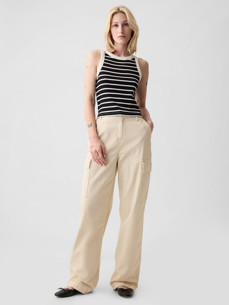 Ribbed crop tank top with halter neck_1