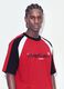 Red pure cotton T-shirt with front print, relaxed fit_0