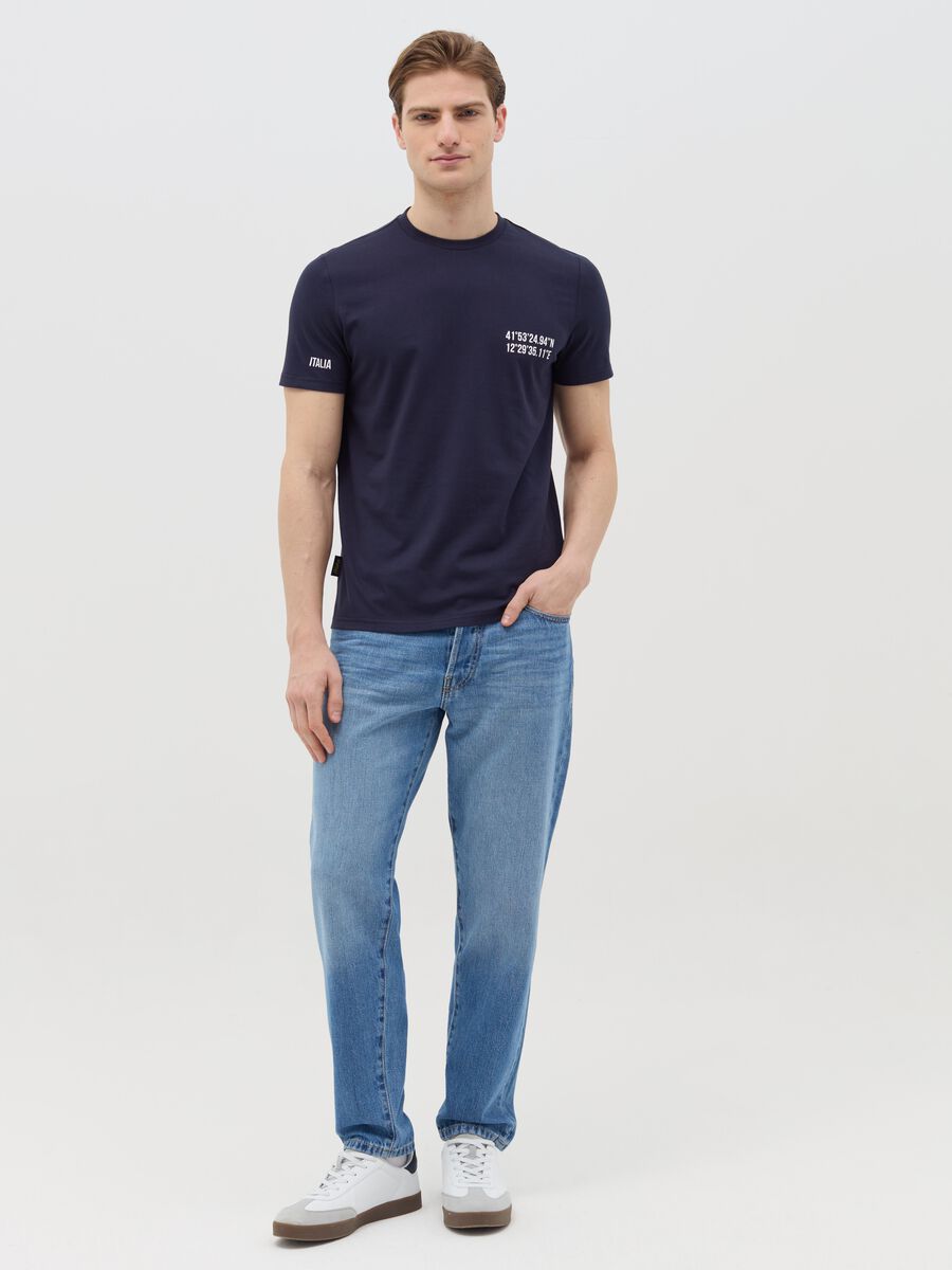 Cotton T-shirt with Colosseum coordinates print_1
