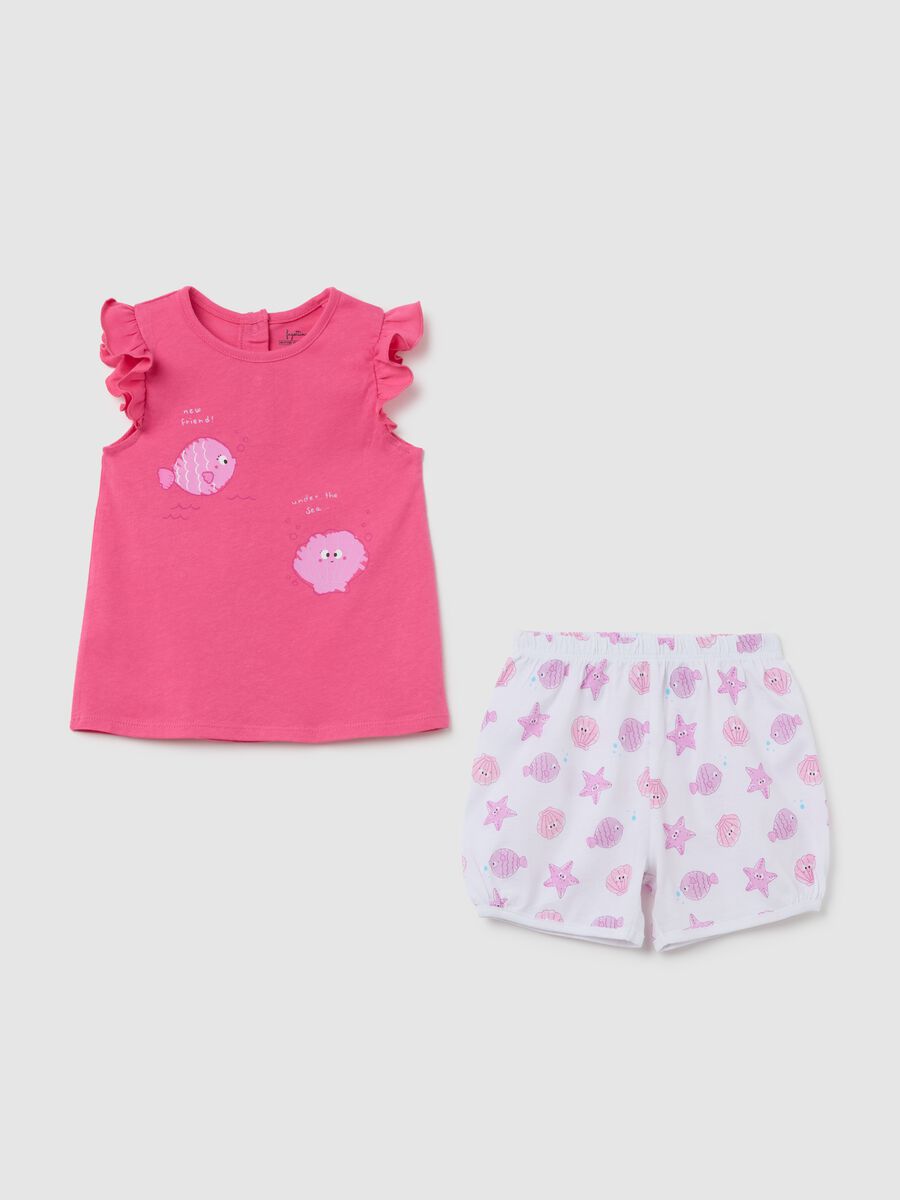 Girl's pink pure cotton regular fit set with print_0