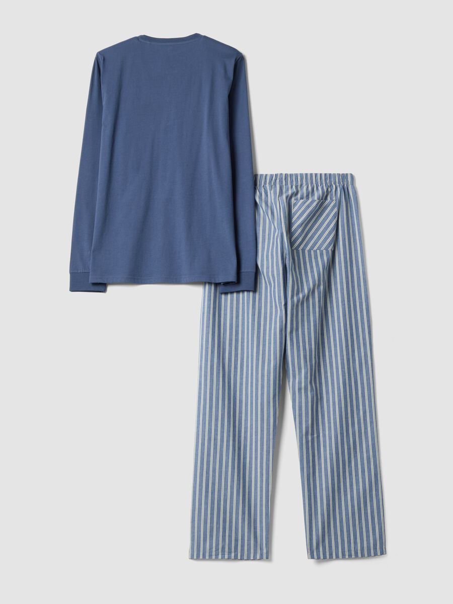 Pigiama blu in puro cotone organico con collo serafino regular fit_6