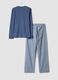 Blue pure organic cotton pyjamas with grandad collar, regular fit_6