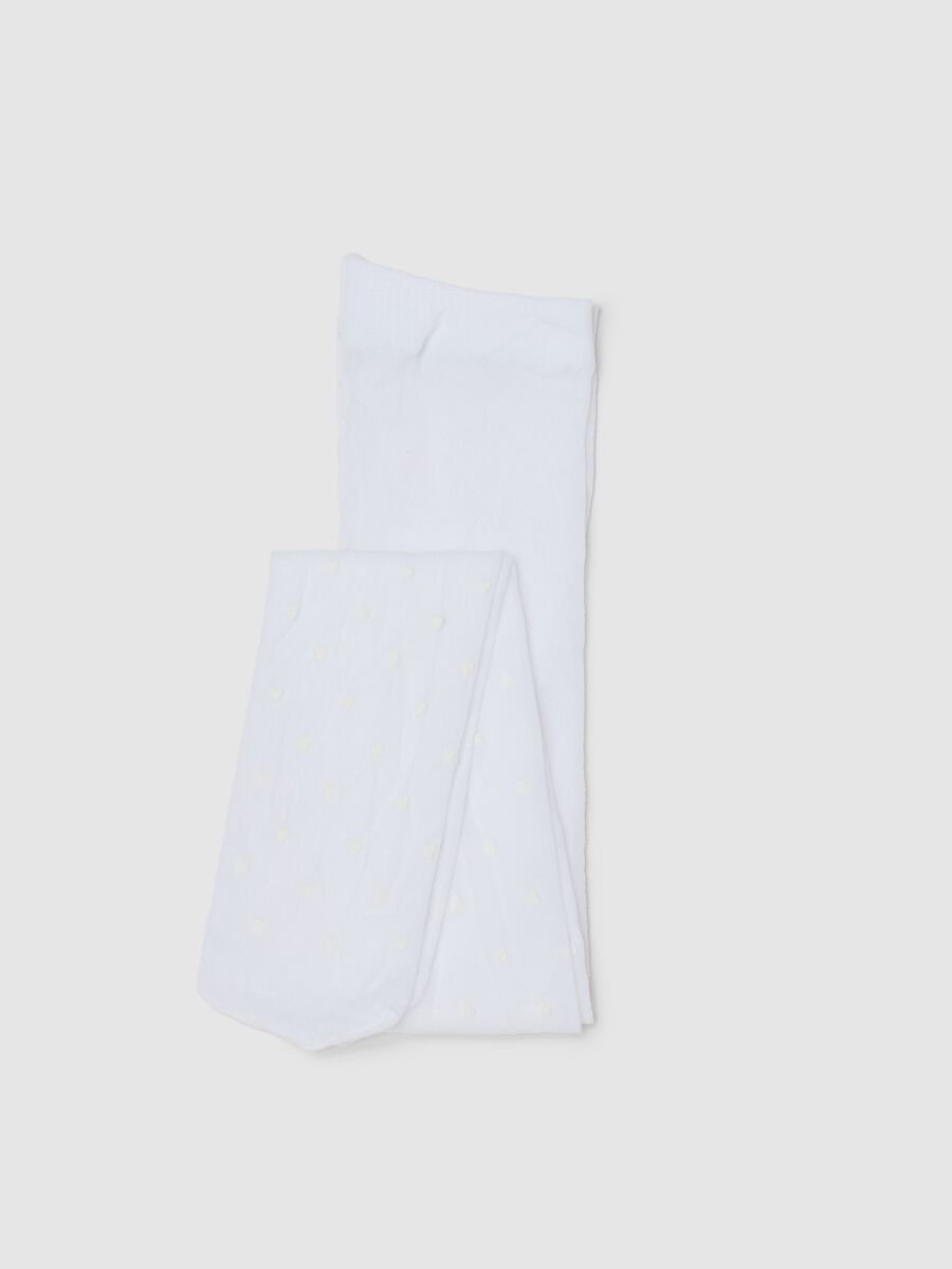 White microfibre tights with hearts_0