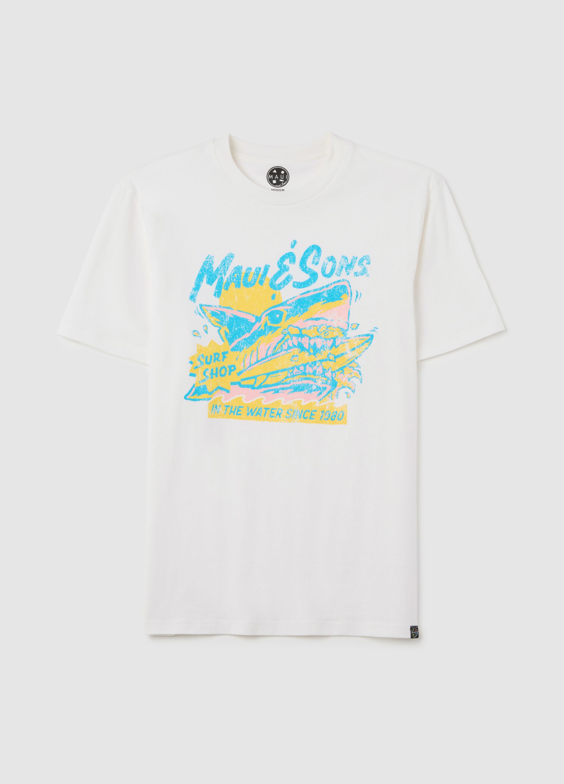 White T-shirt with Maui & Sons graphic print