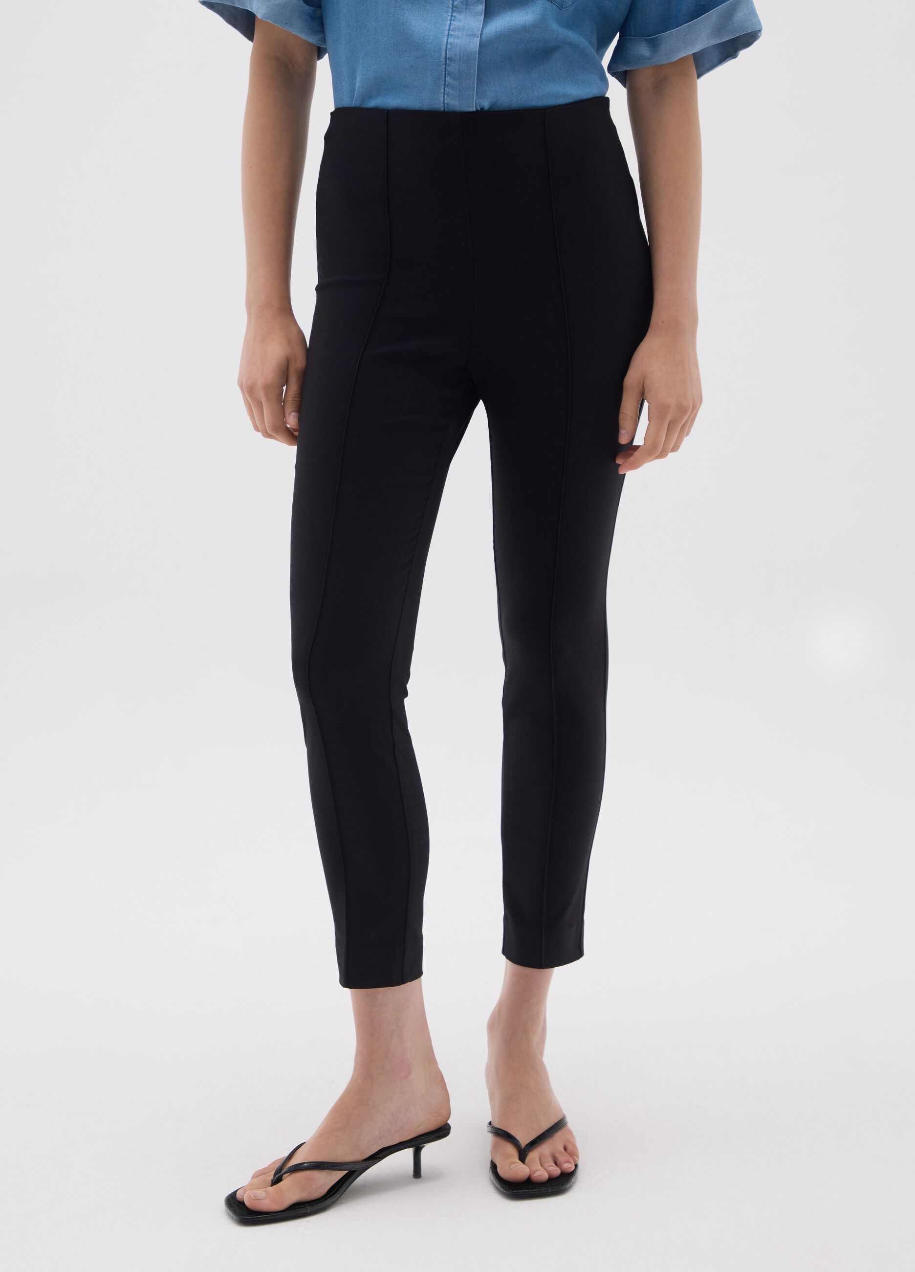Women's Black Regular Fit Dress Trousers