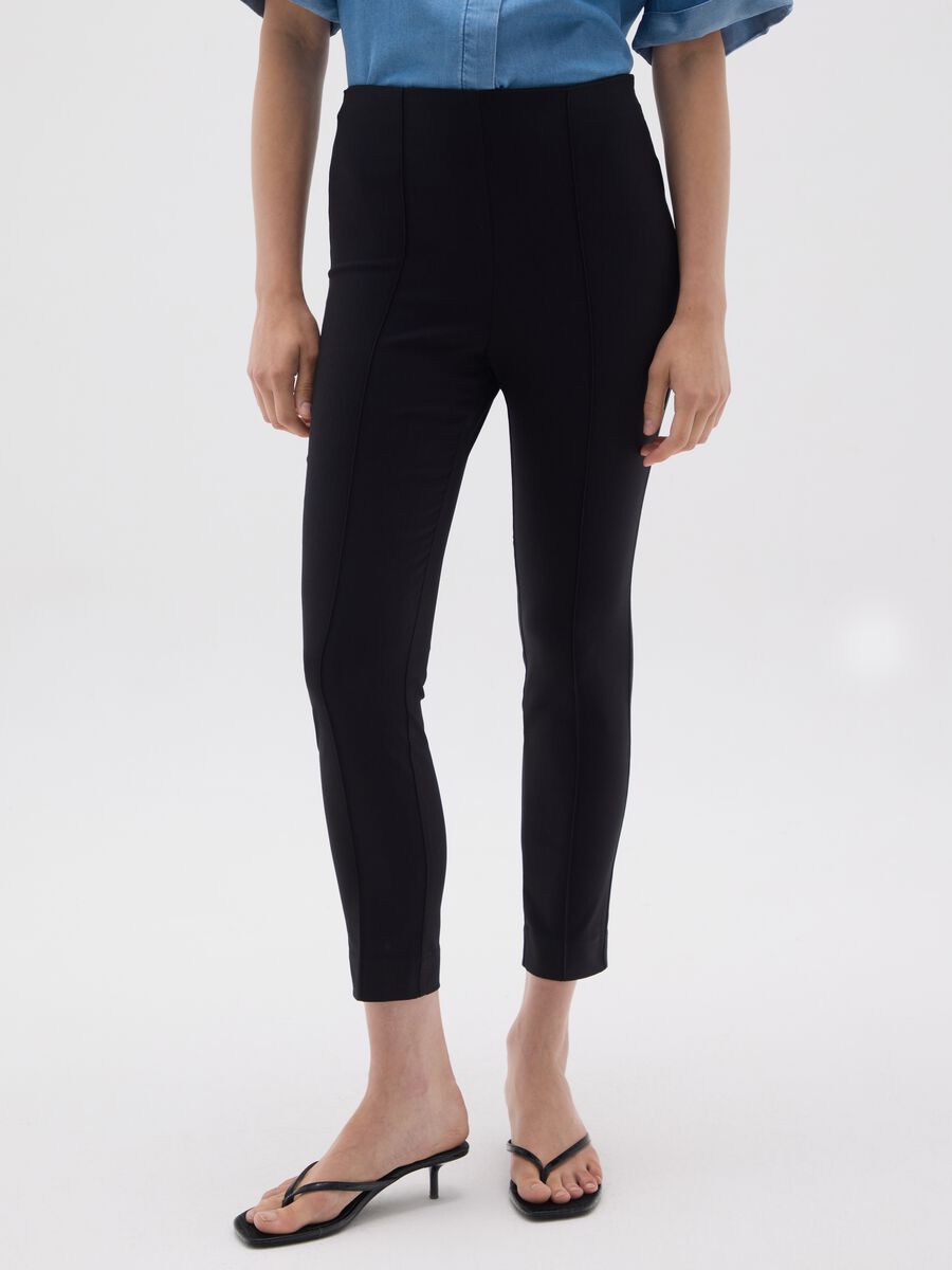 Women's Black Regular Fit Dress Trousers_1