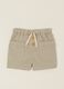 Beige cotton-linen blend shorts with elasticated waist, regular fit_0