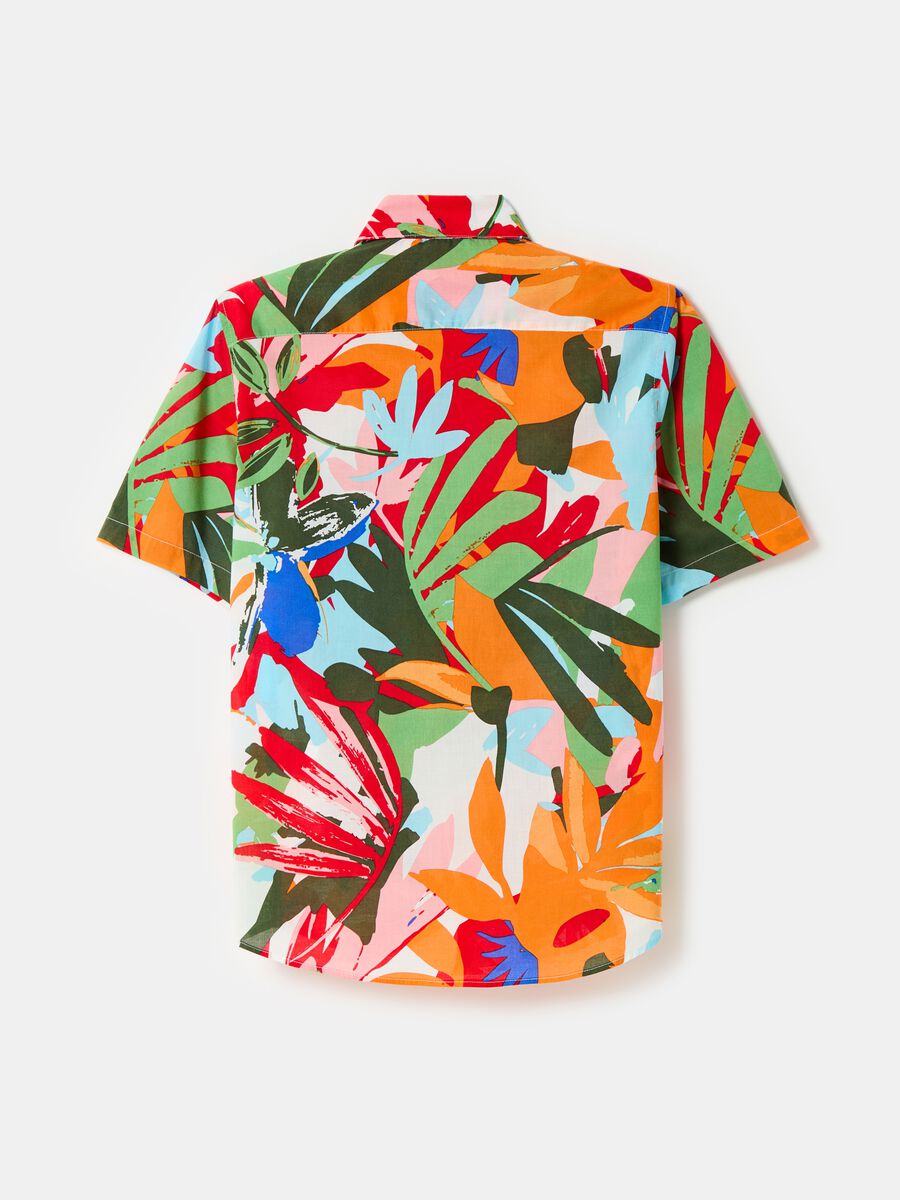 Shirt with short sleeves and foliage print_4