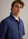 Blue pure linen short-sleeved bowling-collar shirt, regular fit_0
