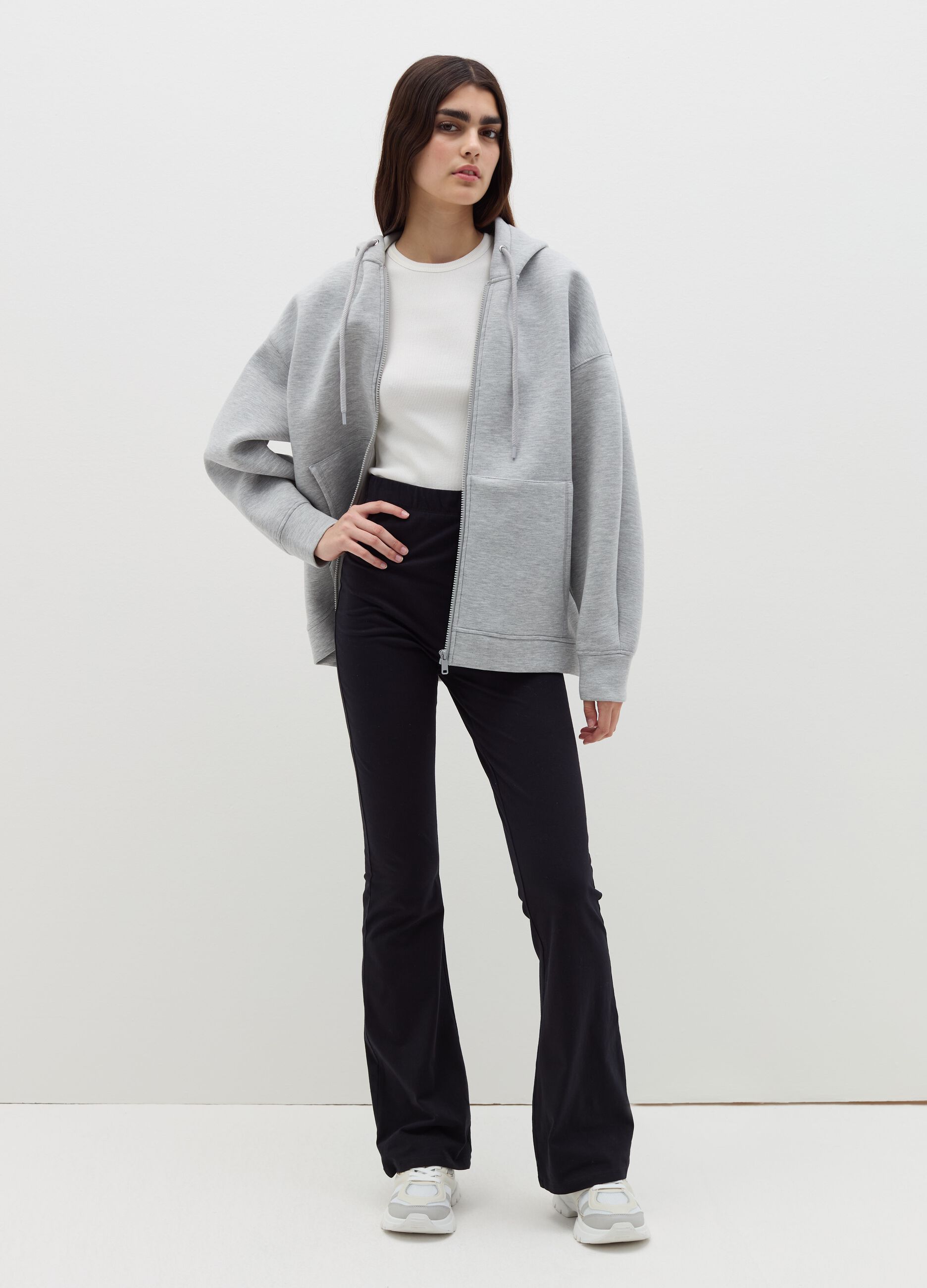 Flare-fit leggings in stretch cotton