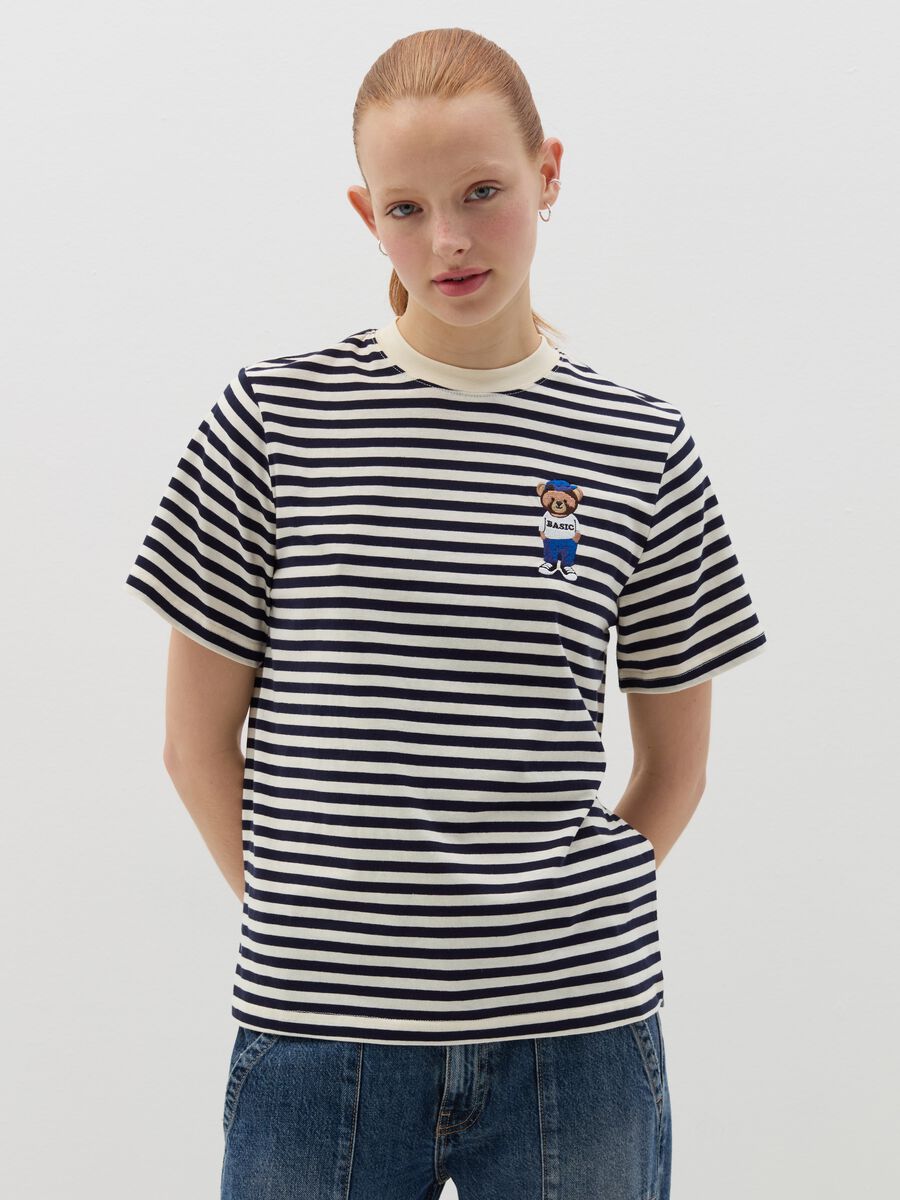 Striped T-shirt with embroidery_0