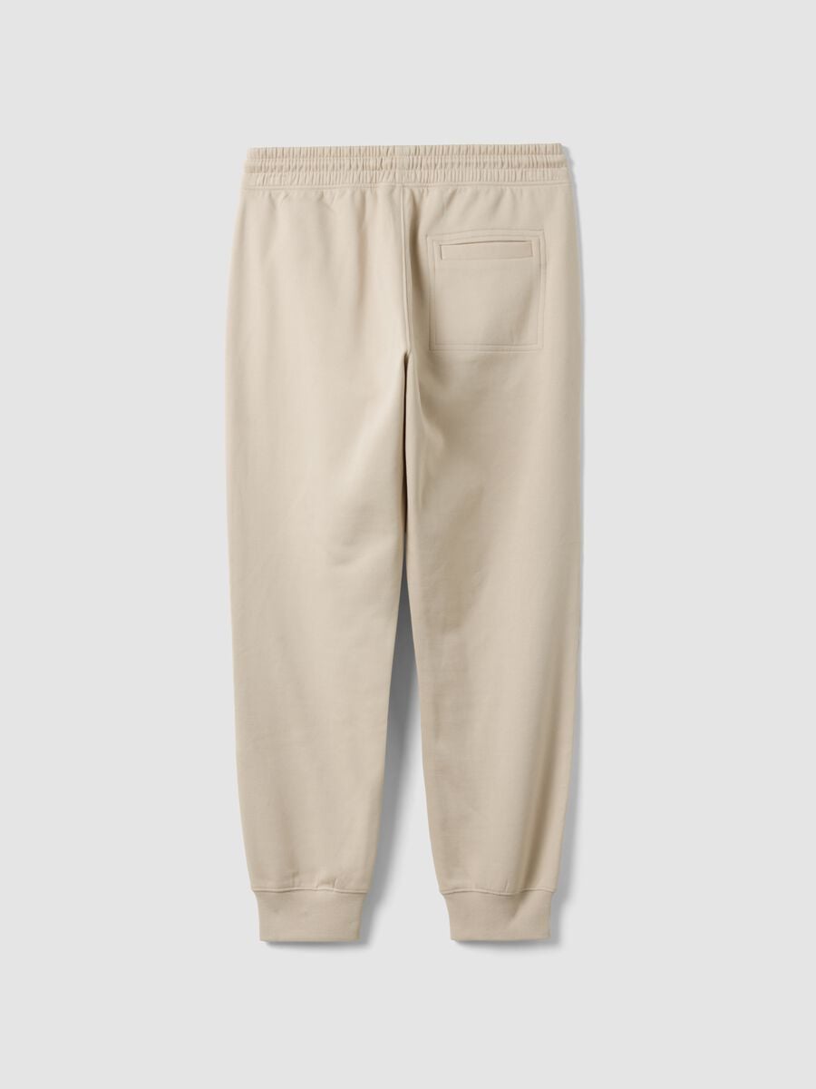 Jogger beige in misto cotone con fondo a polsino e coulisse_2