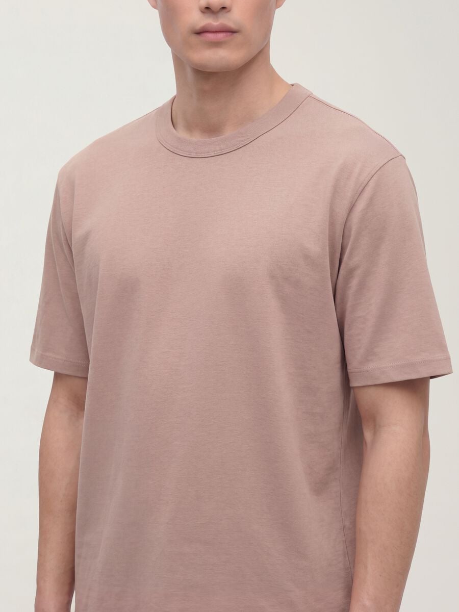 Pink pure cotton crew-neck T-shirt, relaxed fit_3