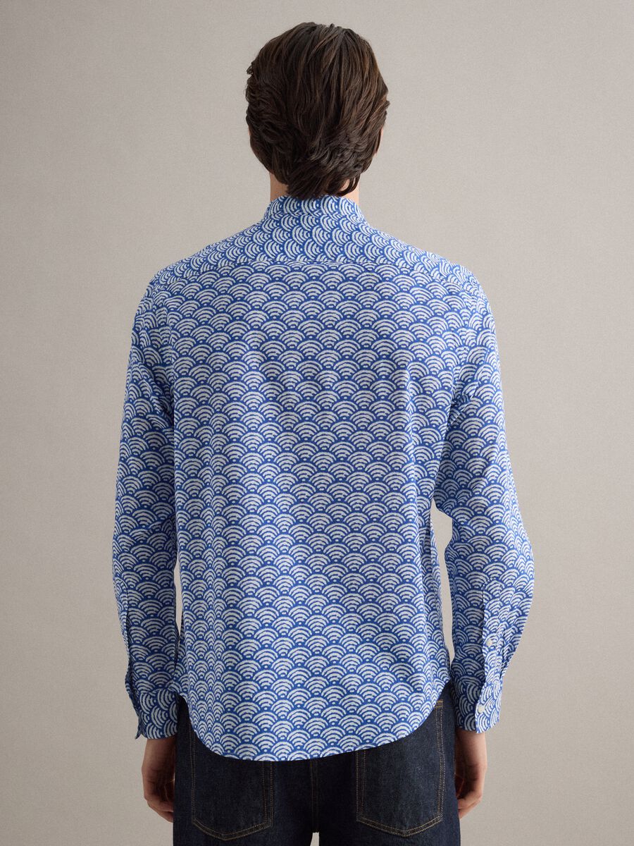 Camicia multicolor con collo alla coreana in puro cotone regular fit_3