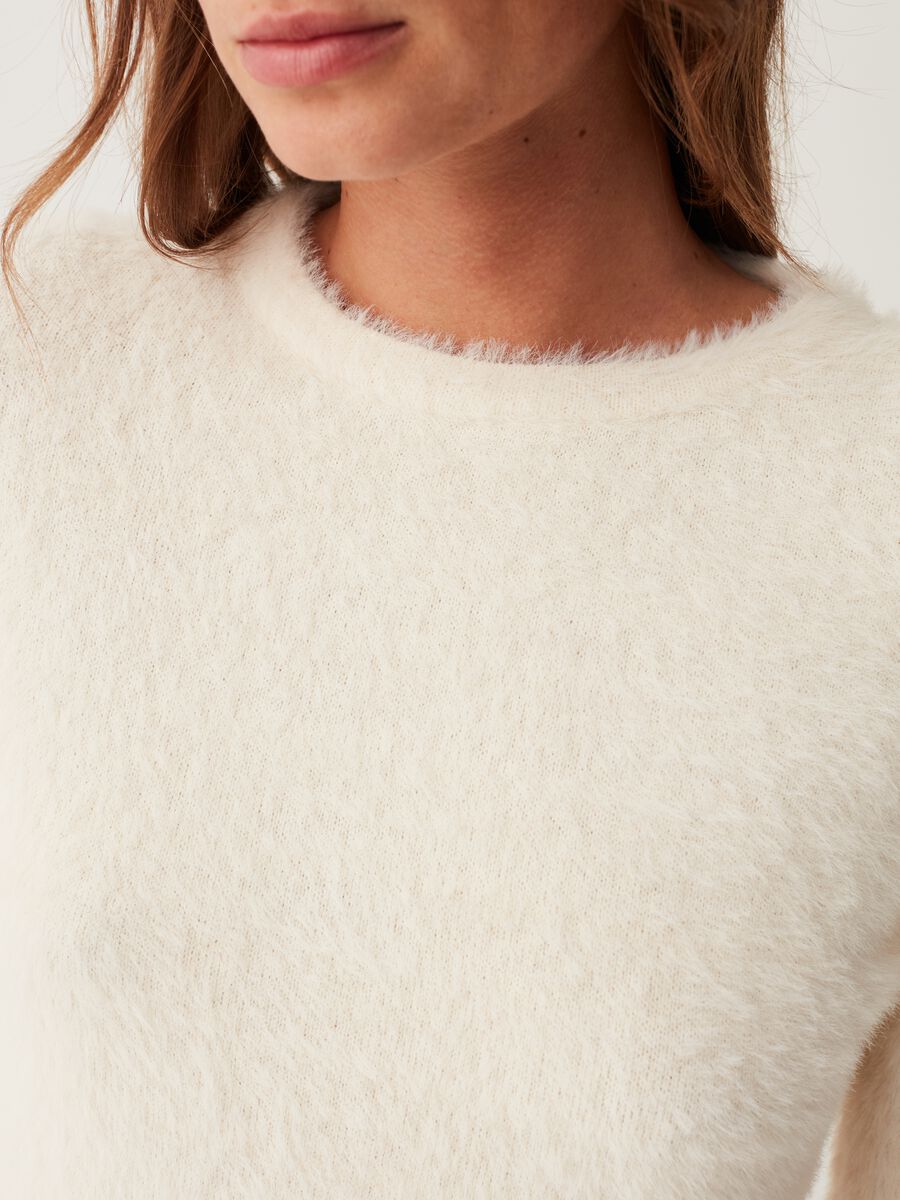 Top in furry yarn with three-quarter sleeves_3