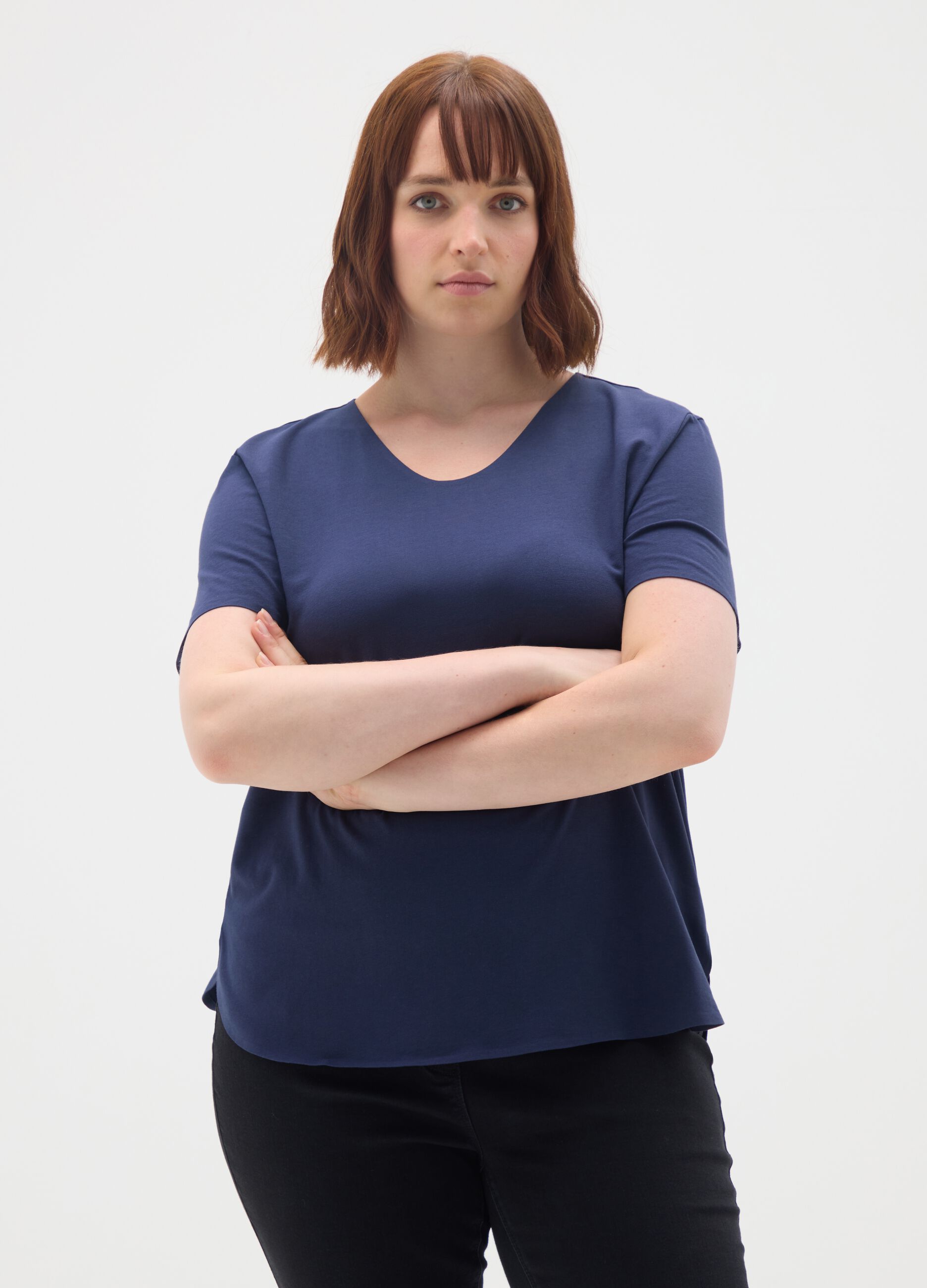 Women's stretch cotton blue T-shirt
