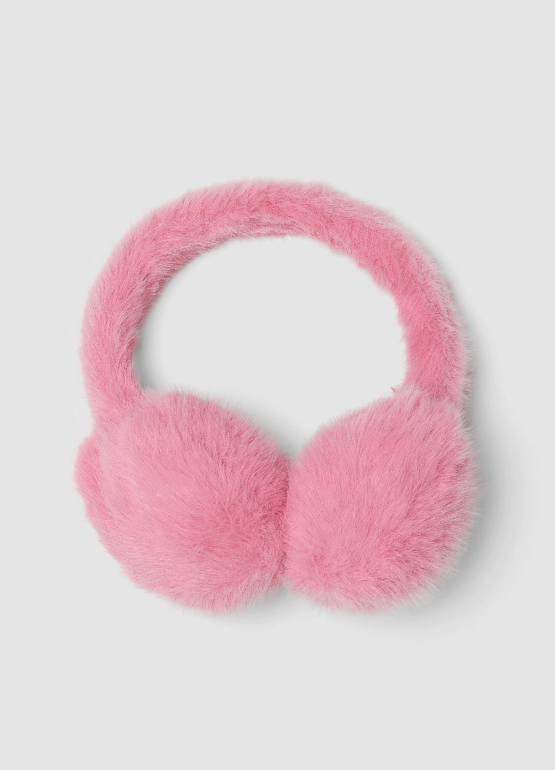 Pink teddy-effect earmuffs