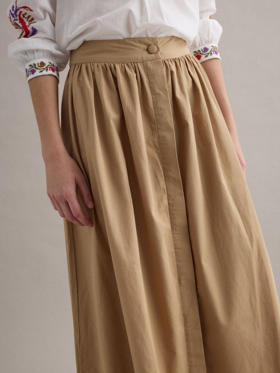 Beige long skirt in pure cotton_3