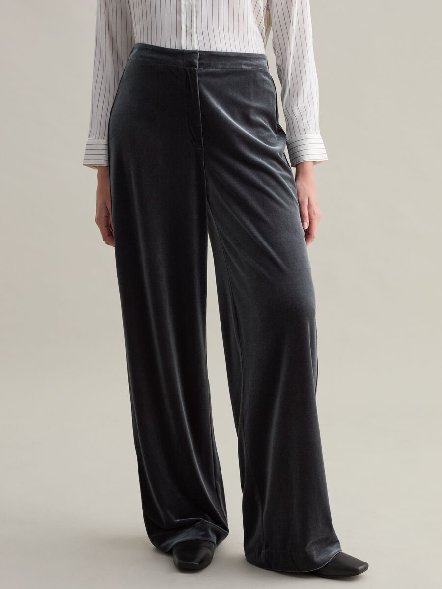Wide-leg trousers in velvet_1