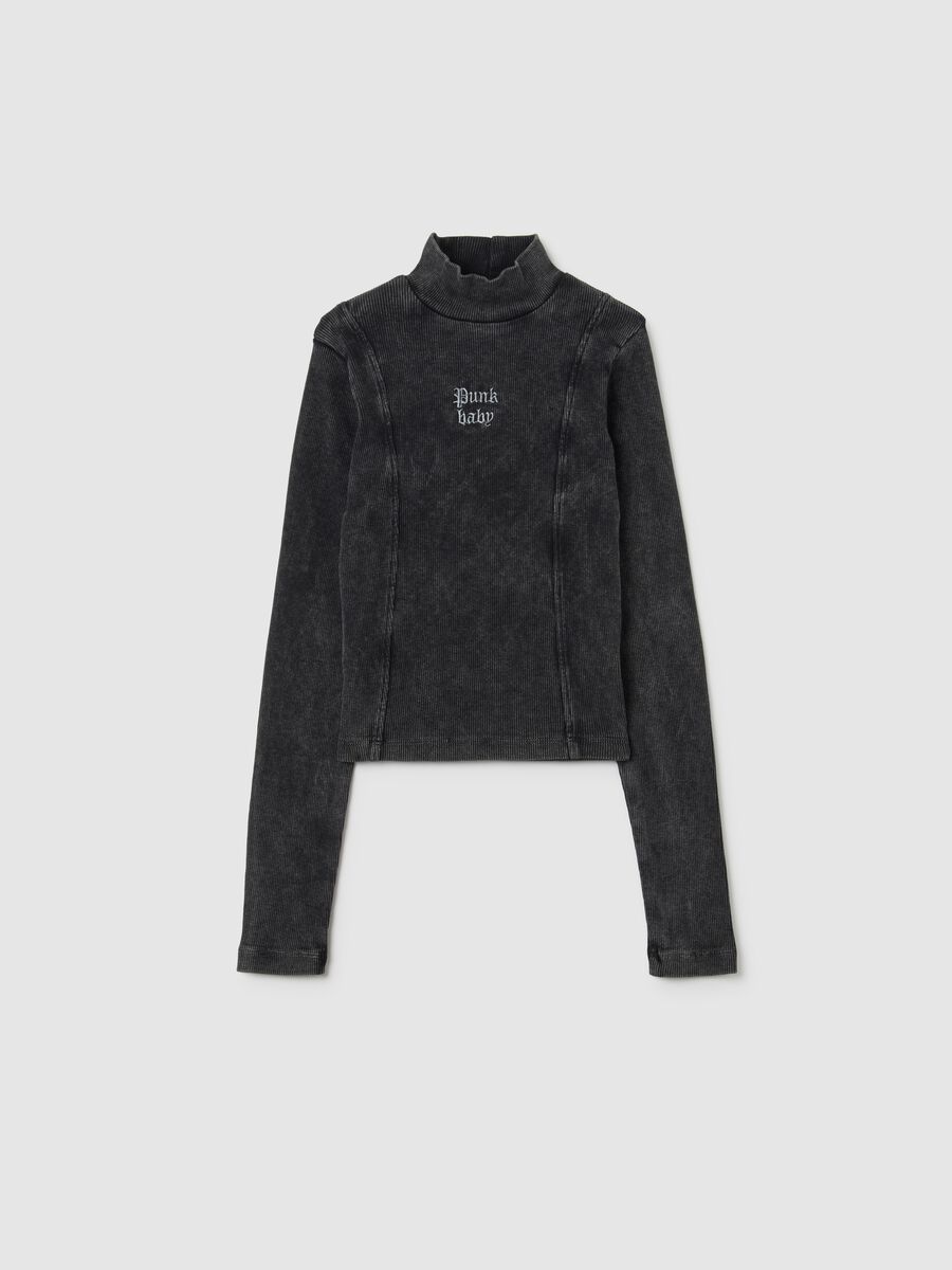 Maglia da ragazza in cotone elasticizzato grigia regular fit_3