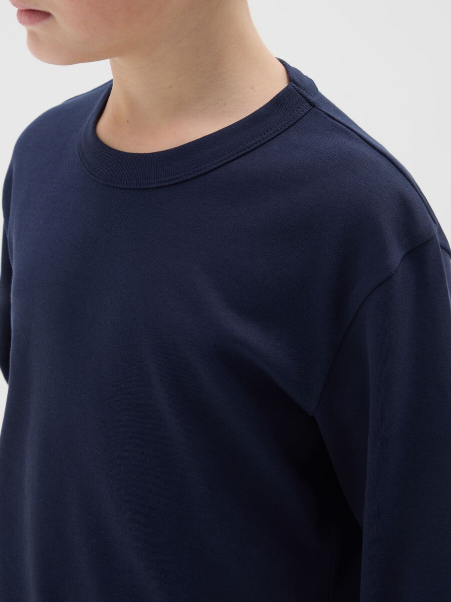 Maglia da ragazzo in puro cotone blu regular fit_2