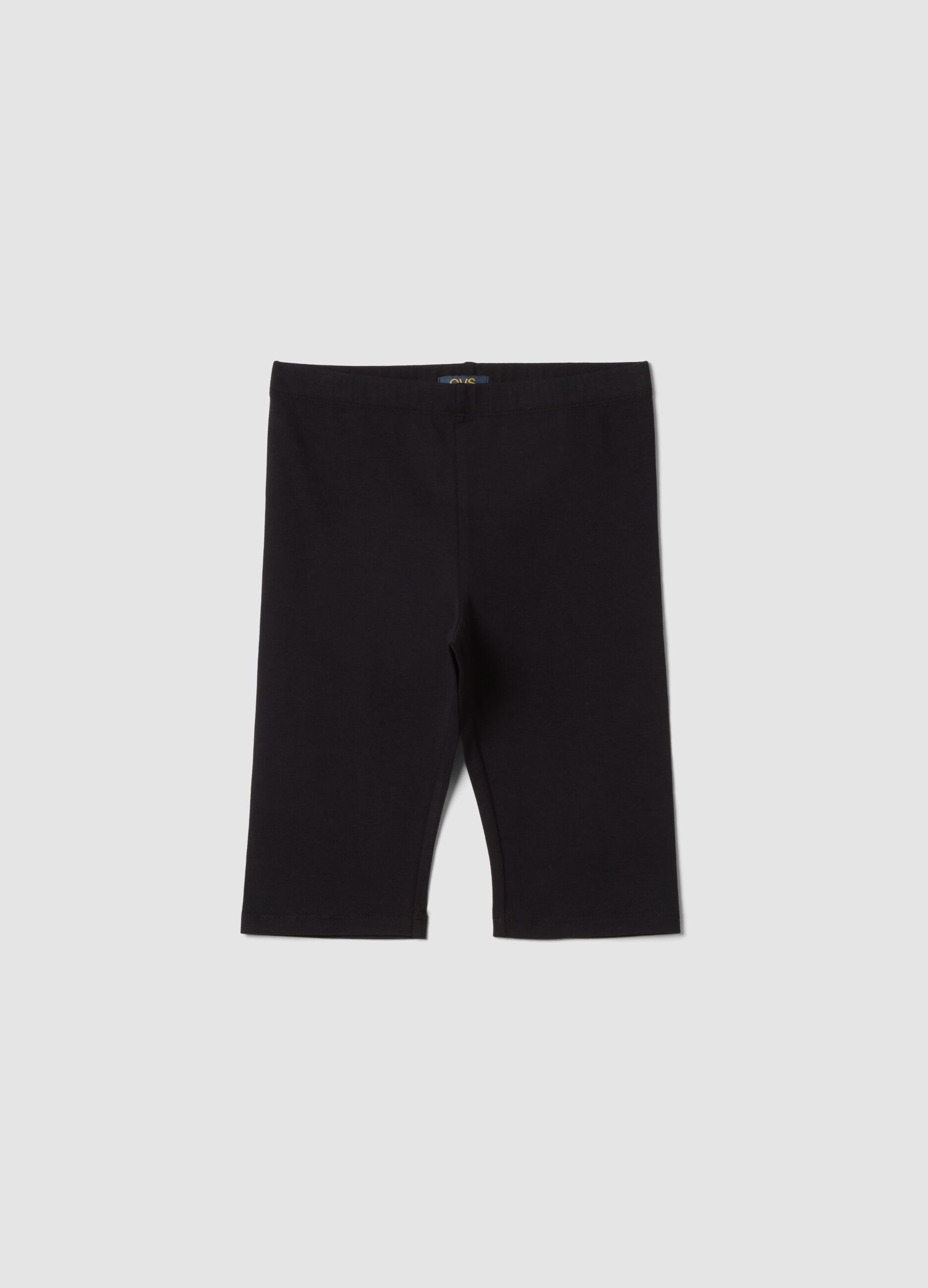 Shorts da ciclista skinny neri in cotone elasticizzato da ragazza