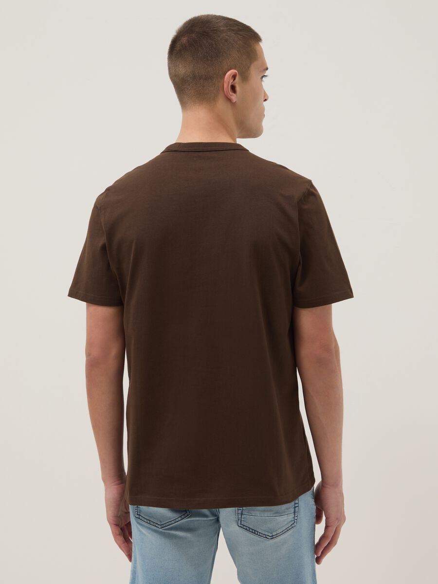 Brown regular fit pure cotton short sleeve T-shirt_3