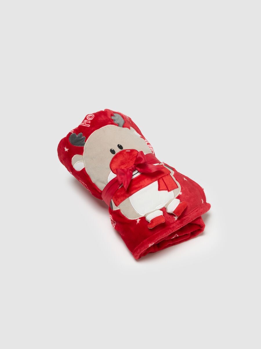 Christmas Red Blanket with Reindeer Print_0