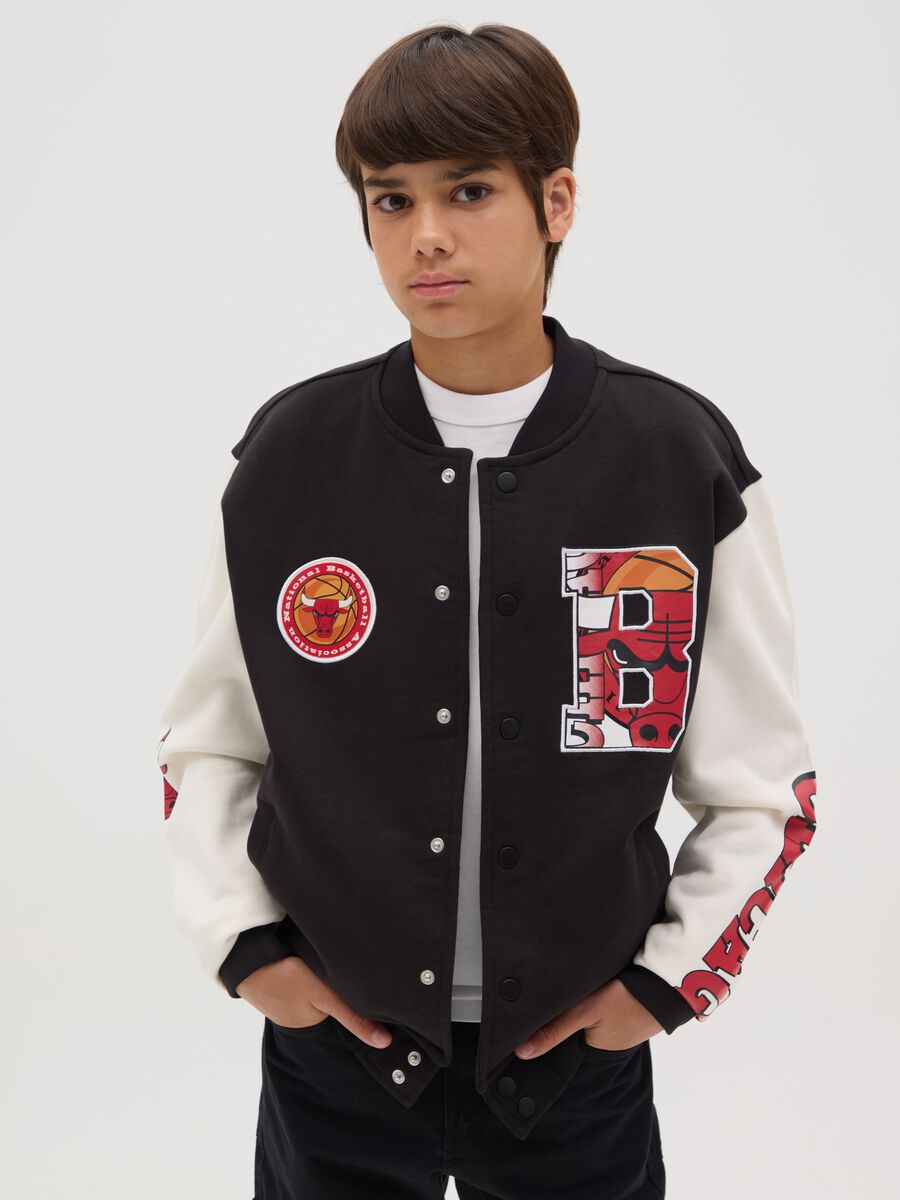 Varsity bomber jacket with patches and NBA Chicago Bulls_0