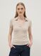 Beige Stretch Cotton Polo Regular Fit Deep V_2