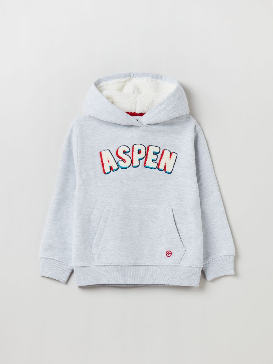 Felpa con cappuccio e ricamo effetto boucle_0
