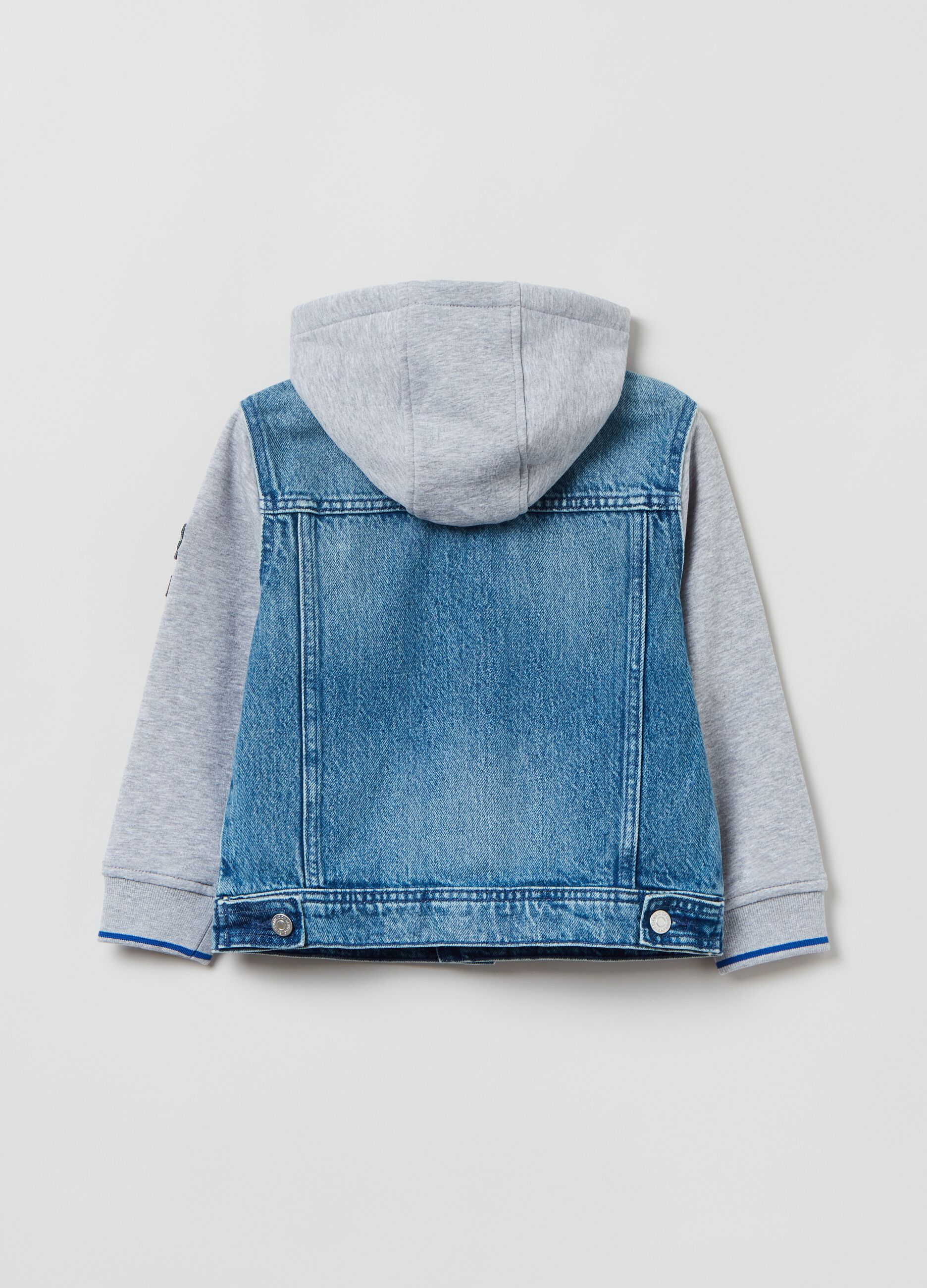Giacca in denim combinata con cappuccio_1