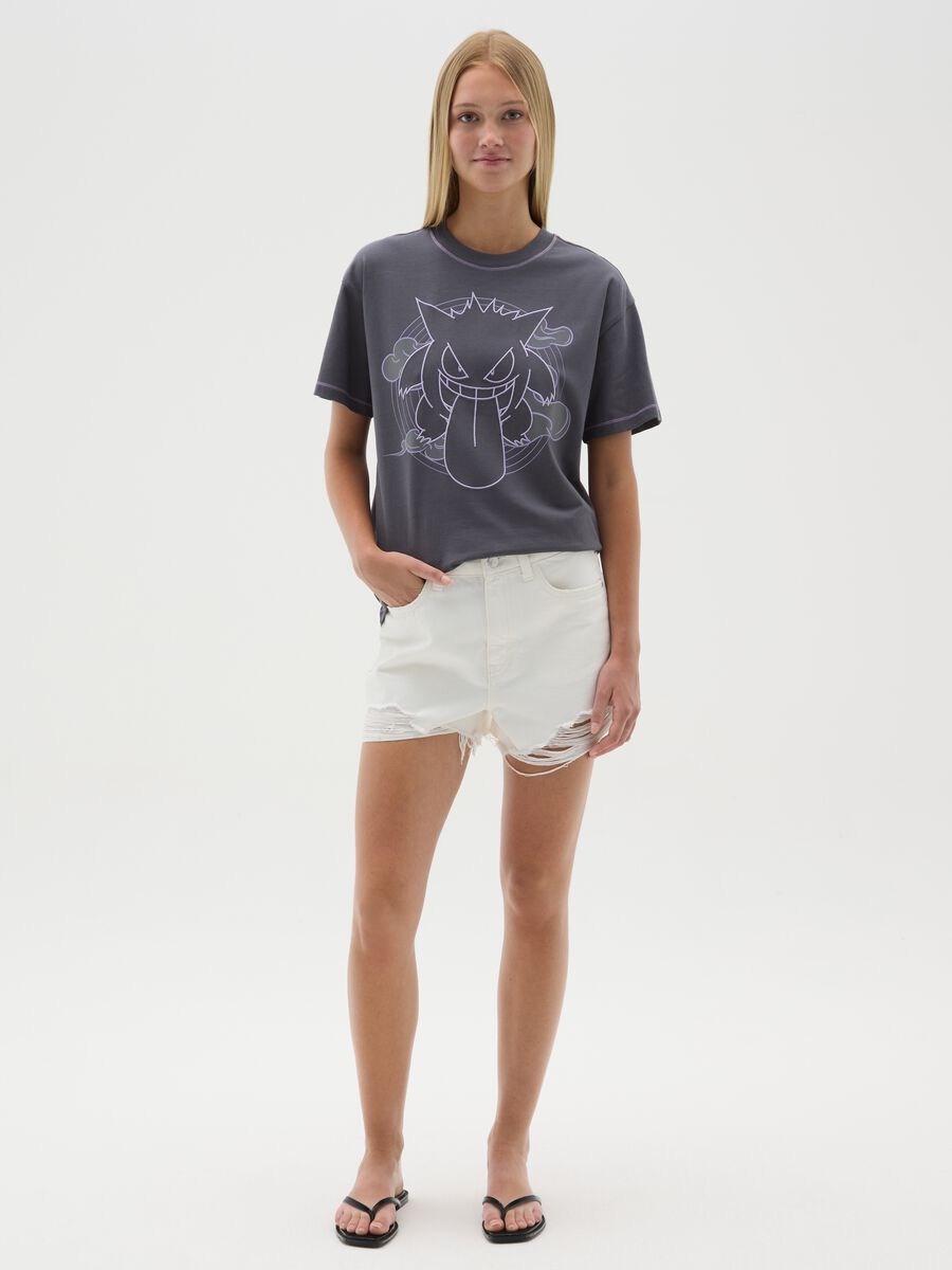 Grey Manga T-shirt with Gengar print_1