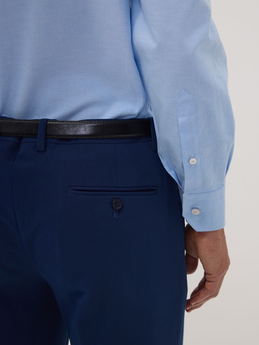 Camicia oxford azzurra in puro cotone con collo francese slim fit_2