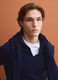 Blue long-sleeve pure cotton polo shirt_0