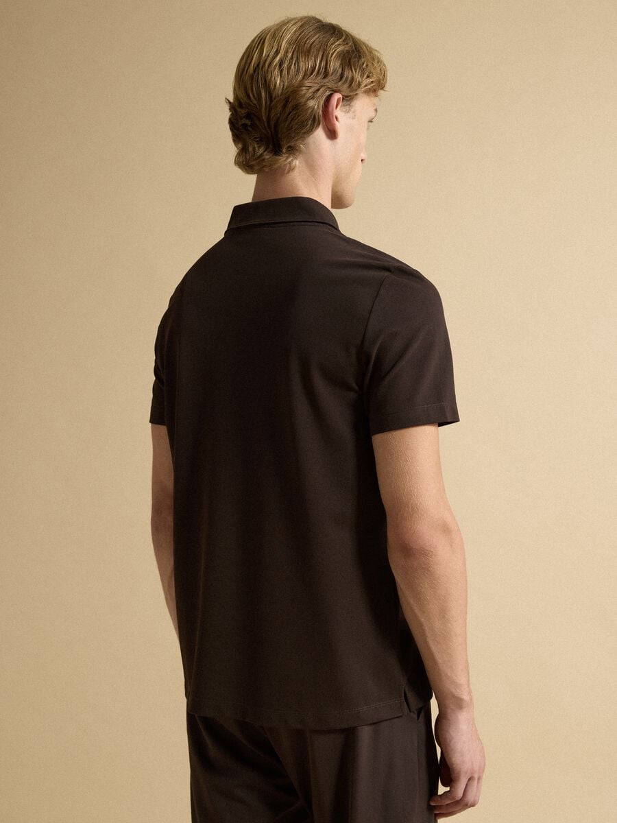 Polo marrone in cotone elasticizzato 2 Way Stretch regular fit_3