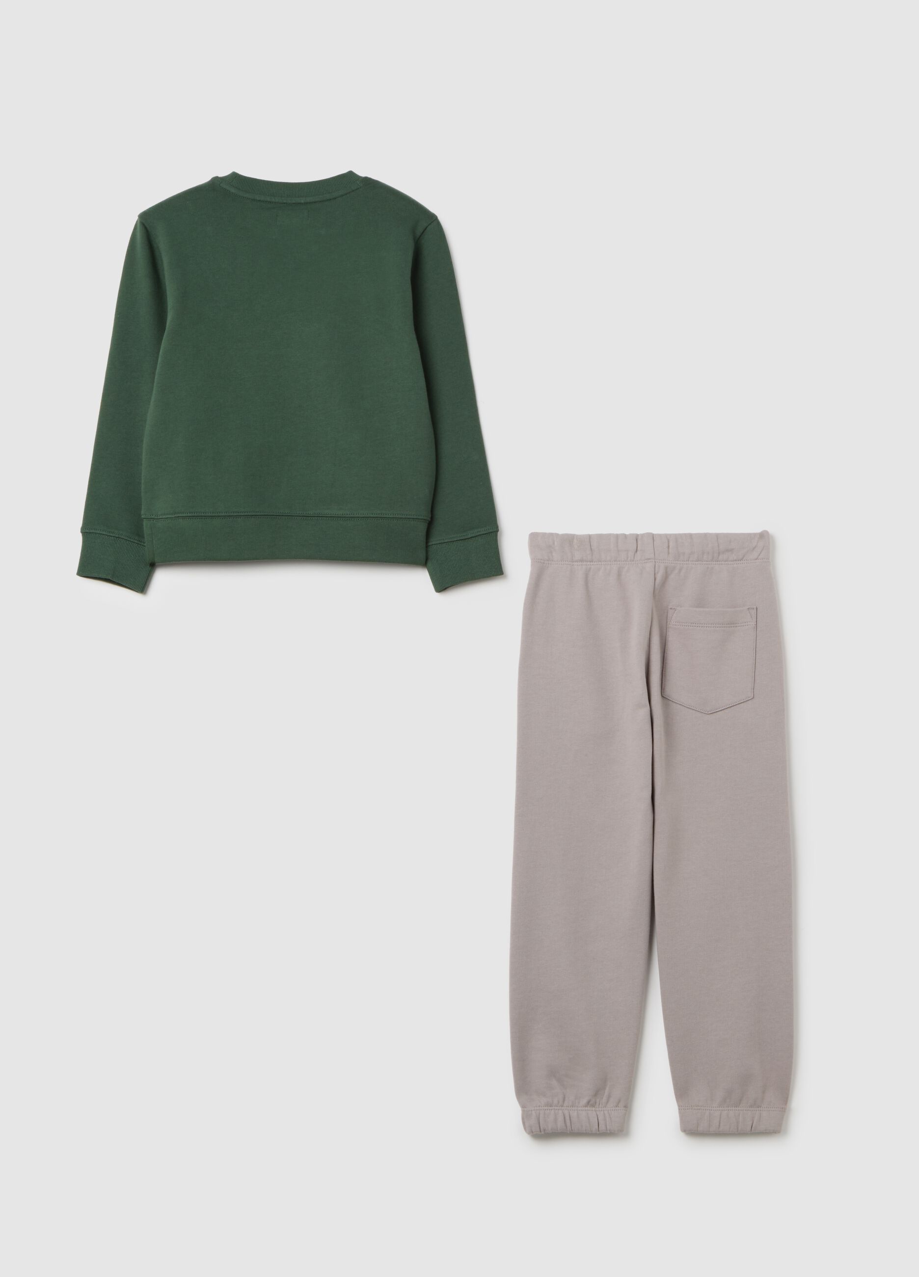 Green and grey cotton jogging set
