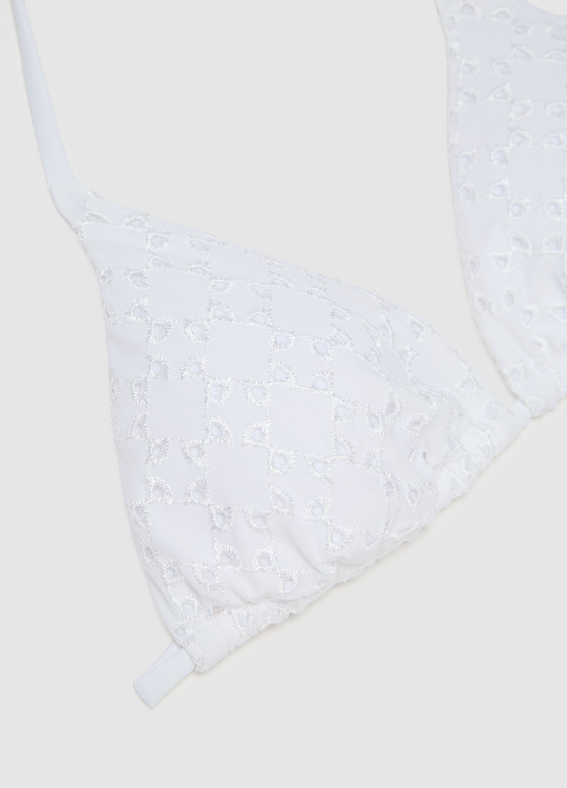 Women's white perforated elastane bikini