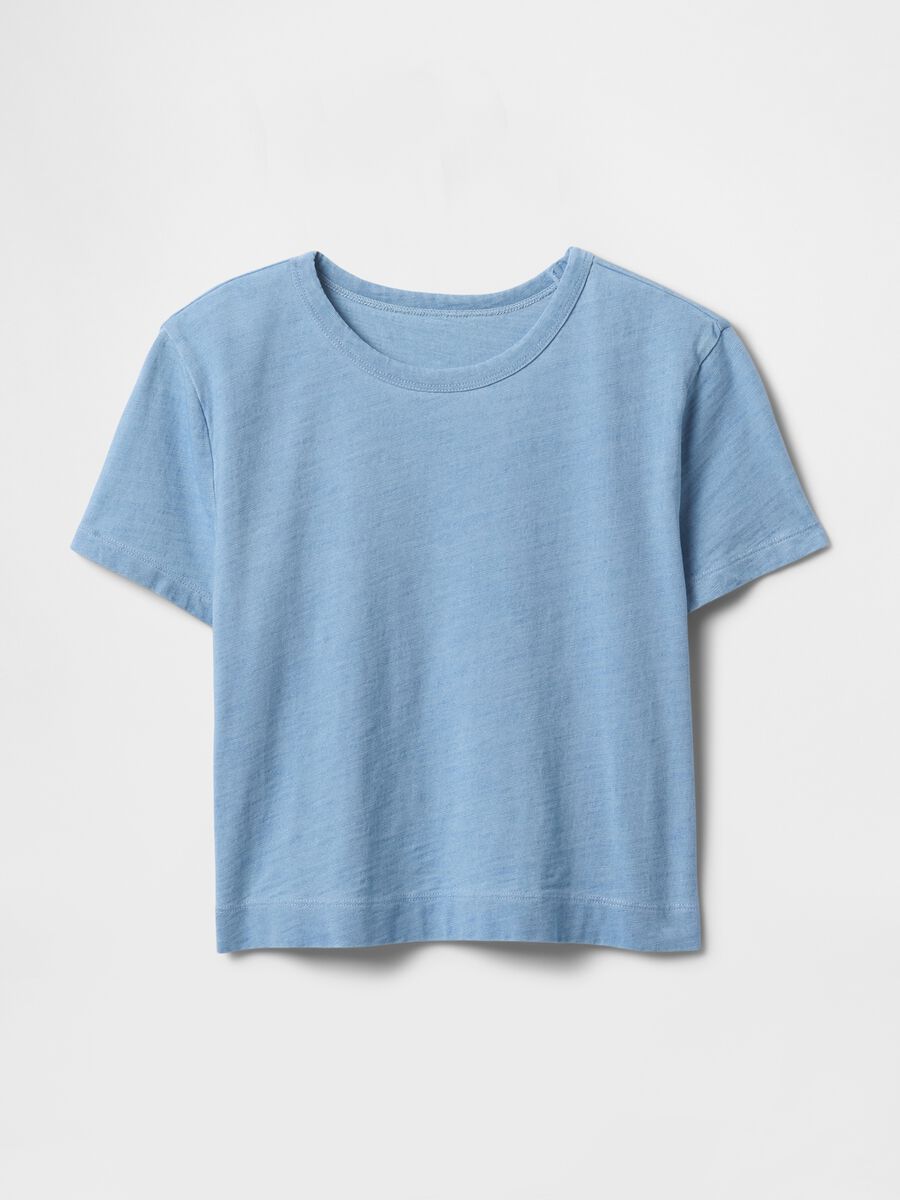 T-shirt cropped azzurra in cotone_3