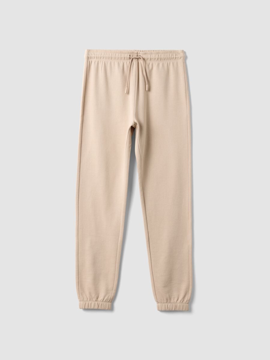 Pantaloni jogger beige in puro cotone organico regular fit per ragazzo_3