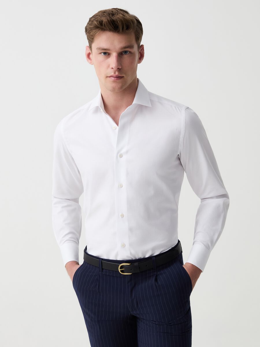 Slim-fit easy-iron cotton shirt_0